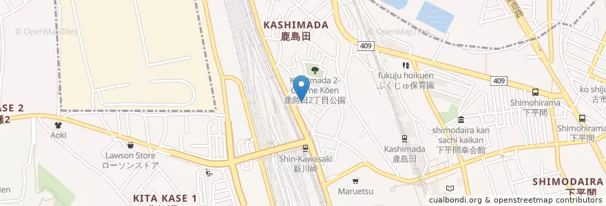 Mapa de ubicacion de 鹿島田幼稚園 en Japón, Prefectura De Kanagawa, Kawasaki, 幸区.