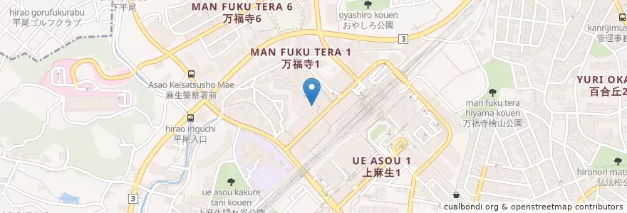 Mapa de ubicacion de 麻生区役所 en ژاپن, 神奈川県, 川崎市, 麻生区.