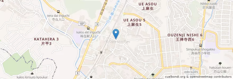 Mapa de ubicacion de 麻生警察署柿生交番 en Japón, Prefectura De Kanagawa, Kawasaki, 麻生区.