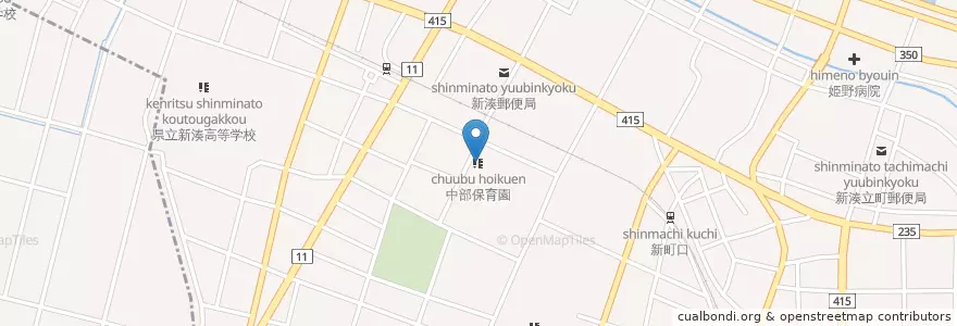 Mapa de ubicacion de 中部保育園 en 日本, 富山県.