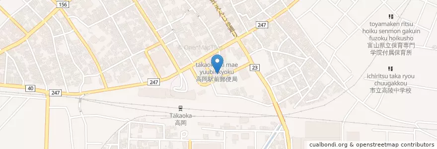 Mapa de ubicacion de 商工組合中央金庫高岡支店 en Japão, 富山県, 高岡市.