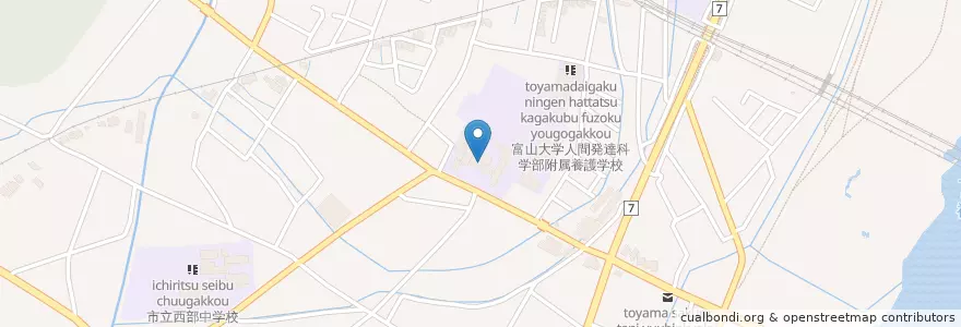Mapa de ubicacion de 国立富山大学人間発達科学部附属中学校 en 일본, 도야마현, 富山市.