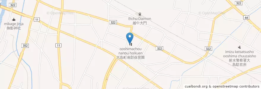 Mapa de ubicacion de 大島町南部保育園 en Japan, 富山県, 射水市.