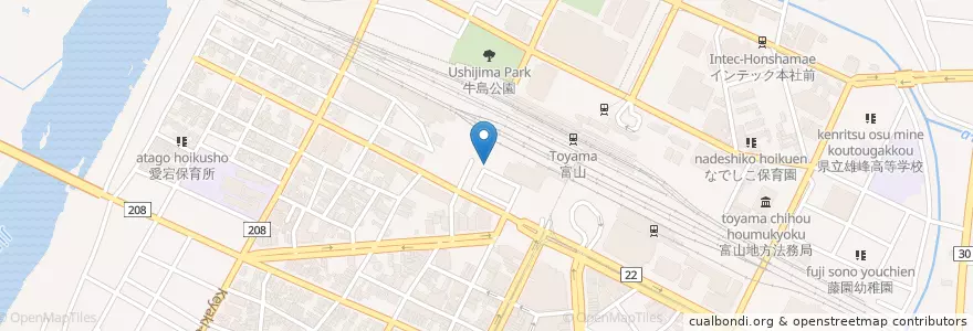 Mapa de ubicacion de 富山中央警察署富山駅前交番 en Япония, Тояма, 富山市.