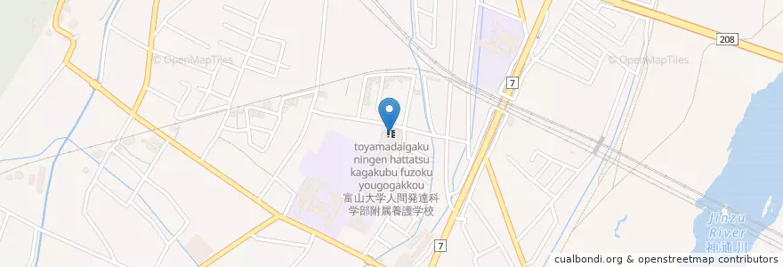 Mapa de ubicacion de 富山大学人間発達科学部附属養護学校 en Jepun, 富山県, 富山市.