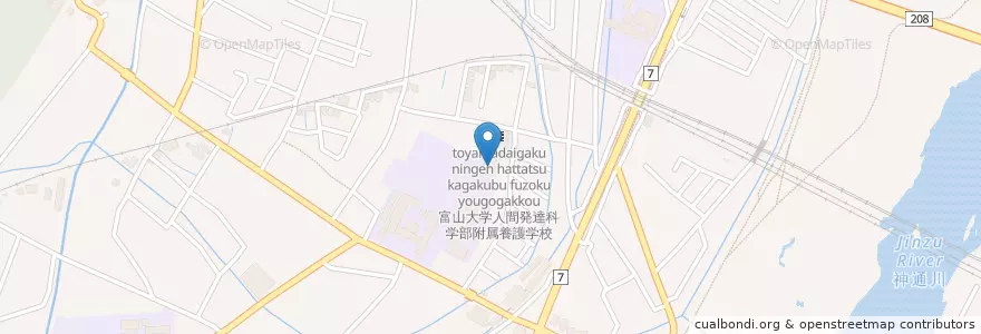 Mapa de ubicacion de 富山大学教育学部附属幼稚園 en 日本, 富山县, 富山市.