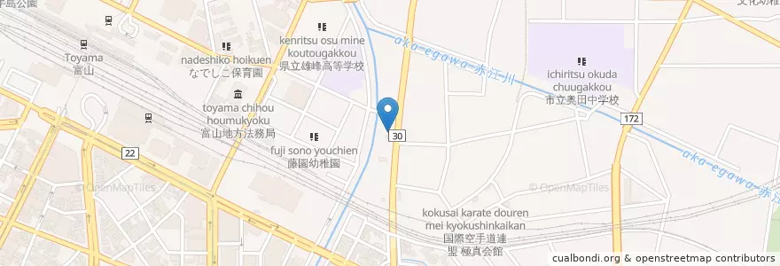 Mapa de ubicacion de 富山奥田郵便局 en Giappone, Prefettura Di Toyama, 富山市.