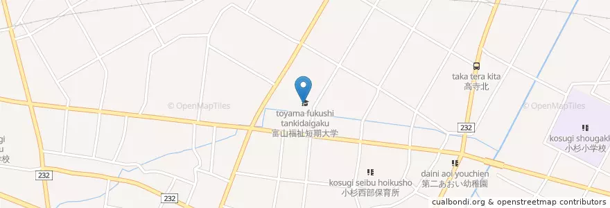 Mapa de ubicacion de 富山福祉短期大学 en Jepun, 富山県, 射水市.