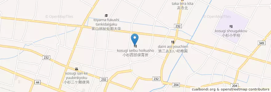Mapa de ubicacion de 小杉西部保育所 en Япония, Тояма, 射水市.