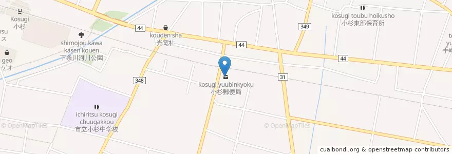 Mapa de ubicacion de 小杉郵便局 en Jepun, 富山県, 射水市.
