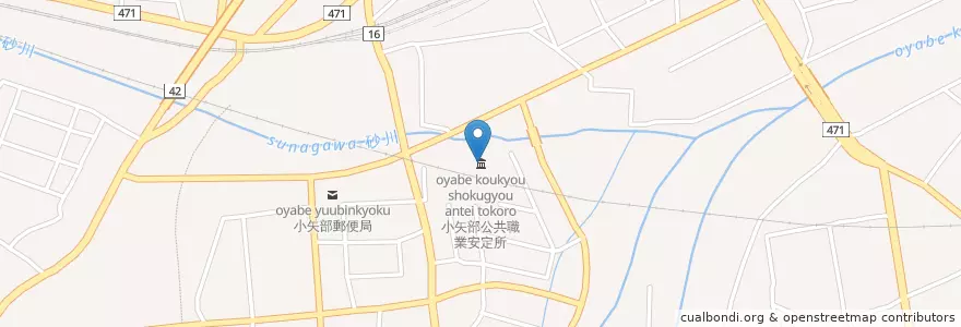 Mapa de ubicacion de 小矢部公共職業安定所 en اليابان, 富山県, 小矢部市.