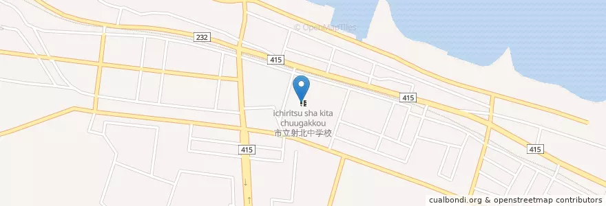 Mapa de ubicacion de 市立射北中学校 en اليابان, 富山県, 射水市.