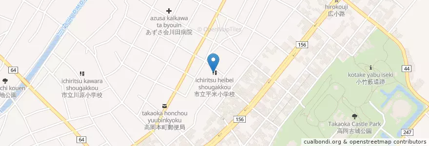Mapa de ubicacion de 市立平米小学校 en Japón, Prefectura De Toyama, 高岡市.