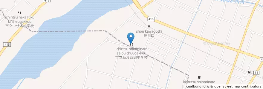 Mapa de ubicacion de 市立新湊西部中学校 en 일본, 도야마현.