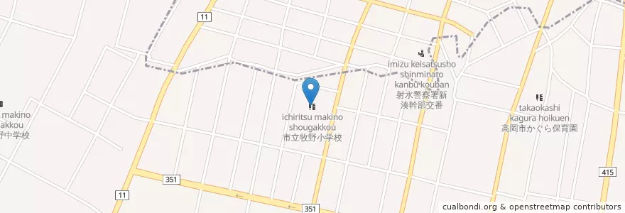 Mapa de ubicacion de 市立牧野小学校 en 日本, 富山県, 高岡市.