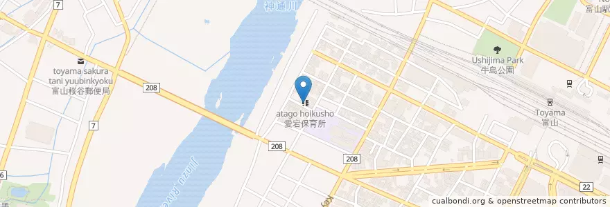 Mapa de ubicacion de 愛宕保育所 en Japonya, 富山県, 富山市.