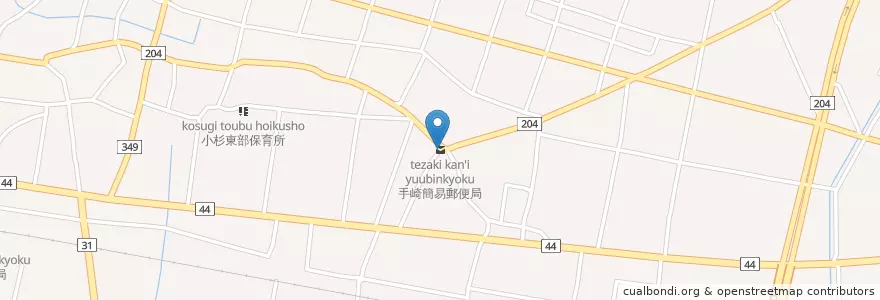 Mapa de ubicacion de 手崎簡易郵便局 en Japonya, 富山県, 射水市.