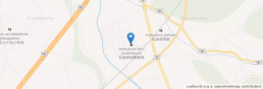 Mapa de ubicacion de 松倉簡易郵便局 en Japan, Toyama Prefecture, Uozu.