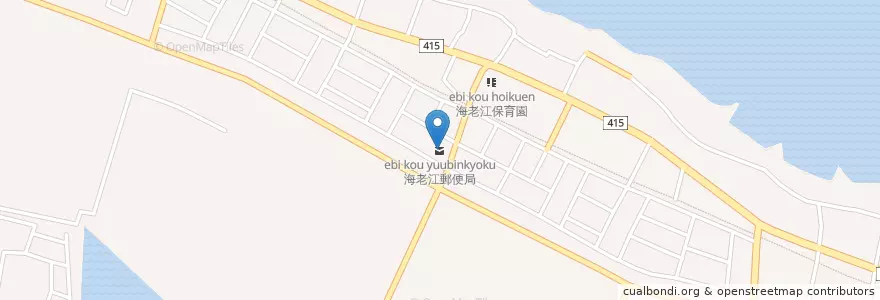 Mapa de ubicacion de 海老江郵便局 en Japonya, 富山県, 射水市.