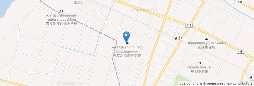 Mapa de ubicacion de 県立新湊高等学校 en 日本, 富山県.