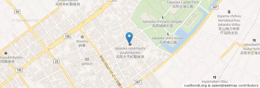 Mapa de ubicacion de 高岡大手町郵便局 en Giappone, Prefettura Di Toyama, 高岡市.