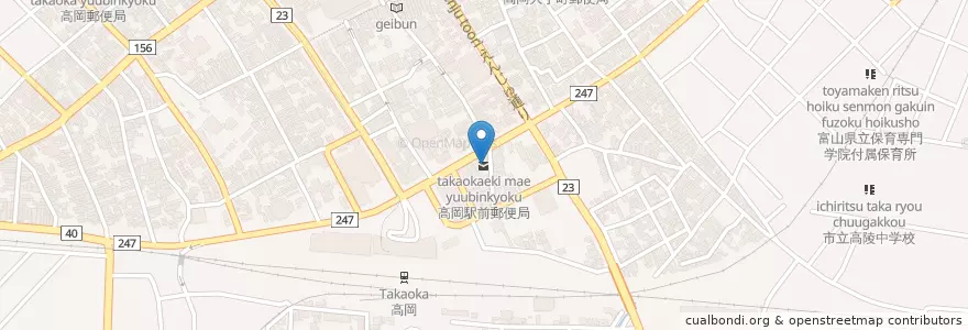 Mapa de ubicacion de 高岡駅前郵便局 en Japão, 富山県, 高岡市.