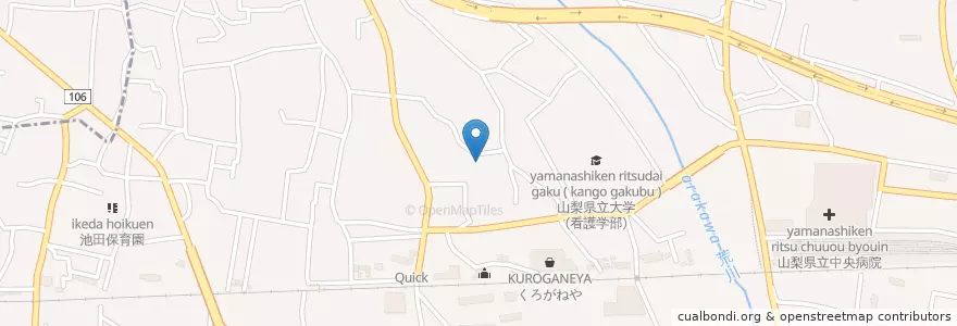 Mapa de ubicacion de あら川保育園 en Japonya, 山梨県, 甲府市.