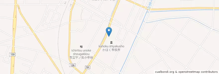 Mapa de ubicacion de かほく市立宇ノ気図書館 en 日本, 石川県, かほく市.