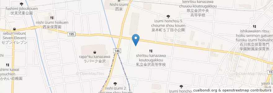 Mapa de ubicacion de かわい幼稚園 en 日本, 石川県, 金沢市.