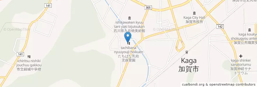 Mapa de ubicacion de たちばな乳幼児保育園 en Japonya, 石川県, 加賀市.