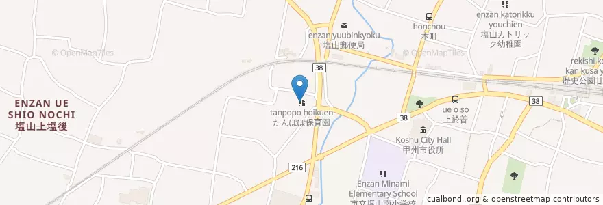 Mapa de ubicacion de たんぽぽ保育園 en 日本, 山梨県, 甲州市.