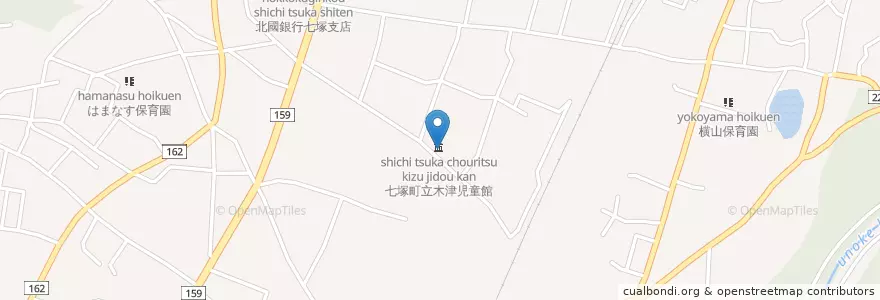 Mapa de ubicacion de 七塚町立木津児童館 en Япония, Исикава, かほく市.