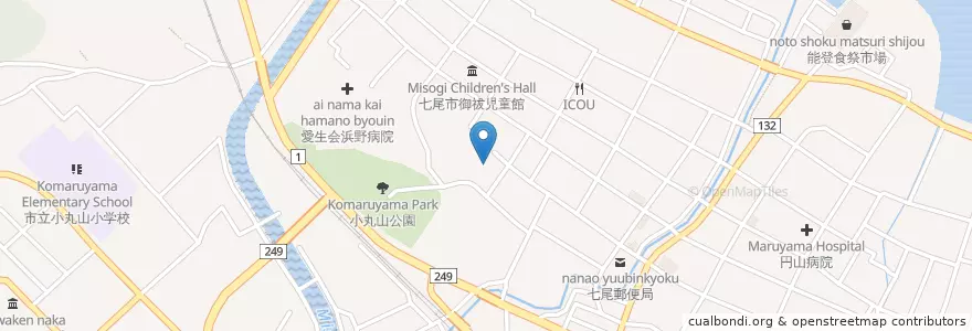 Mapa de ubicacion de 七尾市立中央図書館 en Japan, 石川県, 七尾市.