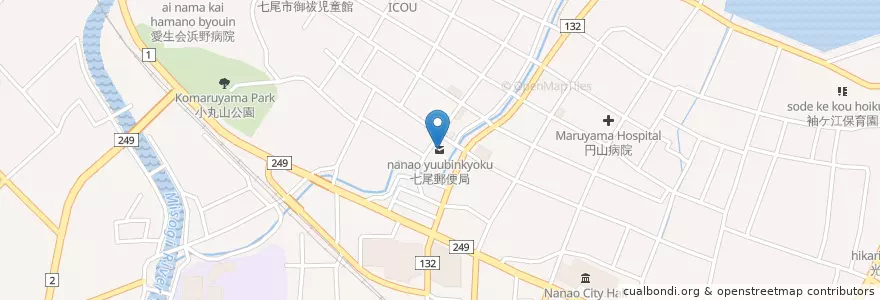 Mapa de ubicacion de 七尾郵便局 en Japón, Prefectura De Ishikawa, 七尾市.