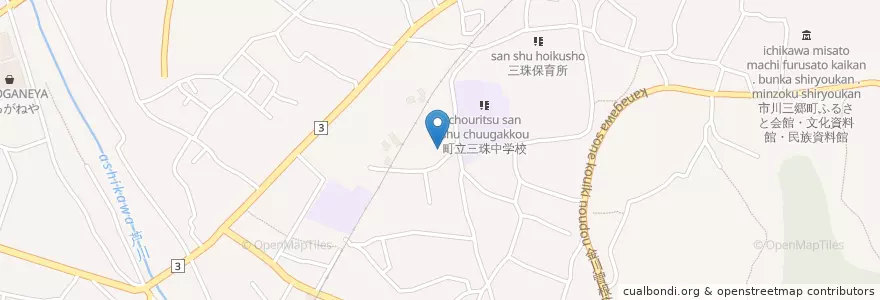 Mapa de ubicacion de 三珠保育所 en 日本, 山梨県, 西八代郡, 市川三郷町.