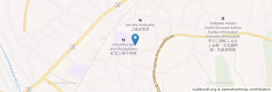 Mapa de ubicacion de 市川三郷町立図書館三珠分館・みたま児童館 en 일본, 야마나시현, 西八代郡, 市川三郷町.