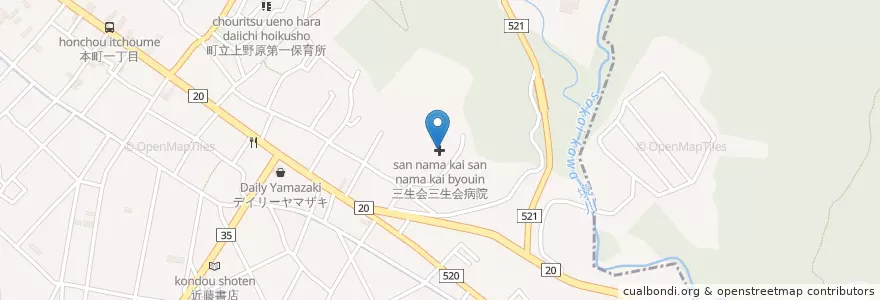 Mapa de ubicacion de 三生会三生会病院 en Giappone, Prefettura Di Yamanashi, 上野原市.