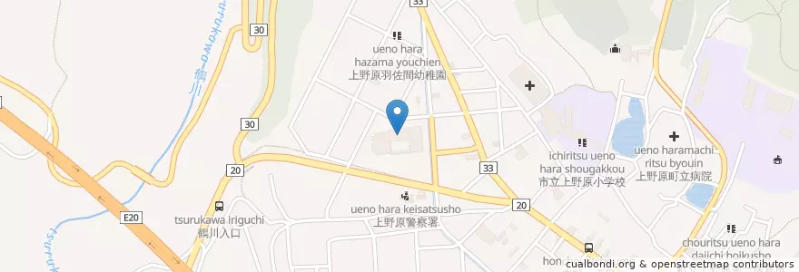 Mapa de ubicacion de 上野原市役所 en 日本, 山梨县, 上野原市.
