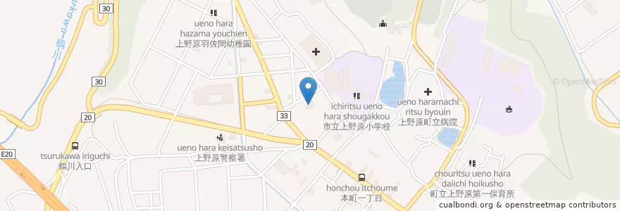 Mapa de ubicacion de 上野原市立図書館 en 日本, 山梨県, 上野原市.
