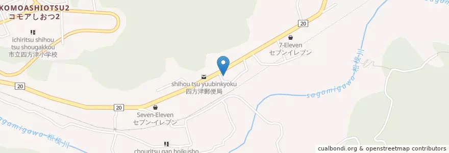 Mapa de ubicacion de 上野原警察署四方津駐在所 en Japón, Prefectura De Yamanashi, 上野原市.