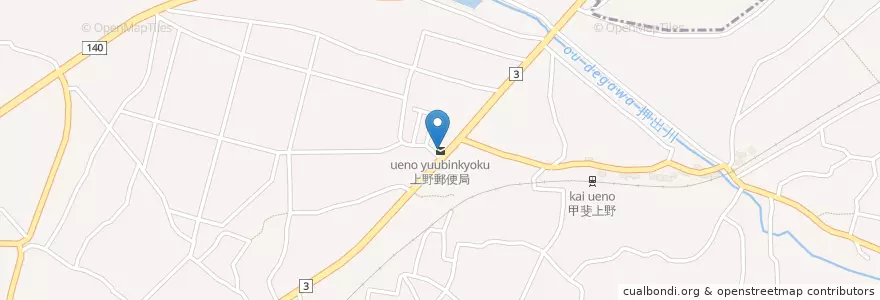 Mapa de ubicacion de 上野郵便局 en Japan, 山梨県, 西八代郡, 市川三郷町.