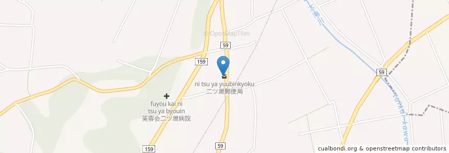 Mapa de ubicacion de 二ツ屋郵便局 en Japonya, 石川県, 羽咋郡, 宝達志水町.
