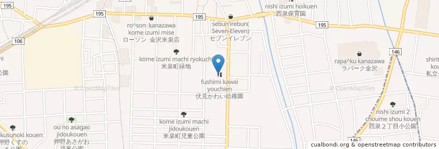 Mapa de ubicacion de 伏見かわい幼稚園 en 日本, 石川県, 金沢市.