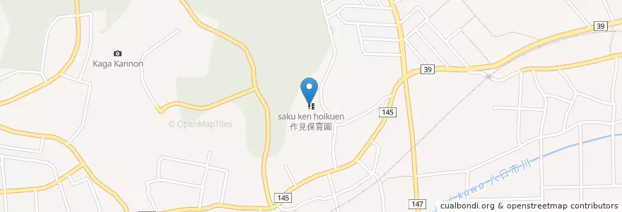 Mapa de ubicacion de 作見保育園 en 日本, 石川県, 加賀市.