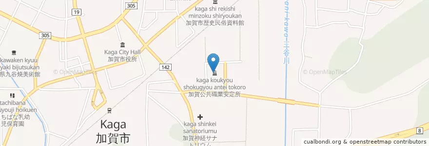 Mapa de ubicacion de 加賀公共職業安定所 en Japon, Préfecture D'Ishikawa, 加賀市.