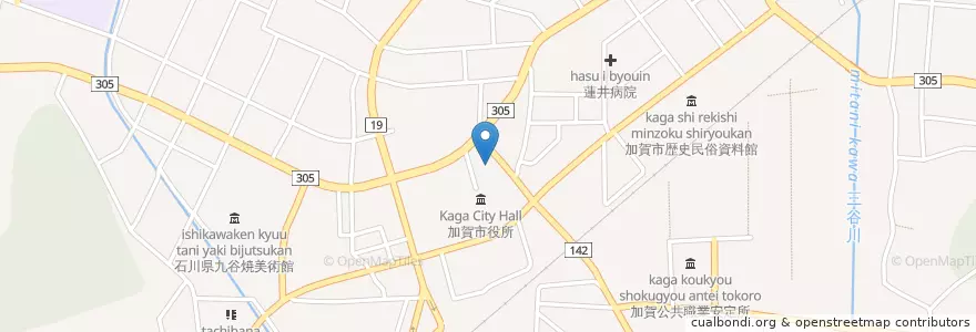Mapa de ubicacion de 加賀市消防署大聖寺分署 en 日本, 石川县, 加賀市.