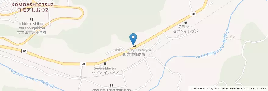 Mapa de ubicacion de 四方津郵便局 en Giappone, Prefettura Di Yamanashi, 上野原市.