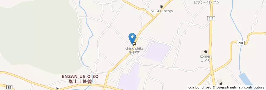 Mapa de ubicacion de 塩山千野簡易郵便局 en Япония, Яманаси, Косю.