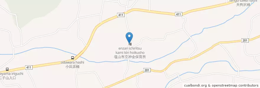 Mapa de ubicacion de 塩山市立神金保育所 en 日本, 山梨県, 甲州市.