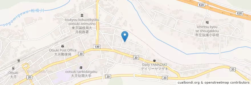 Mapa de ubicacion de 大月キリストの教会幼稚園 en ژاپن, 山梨県, 大月市.